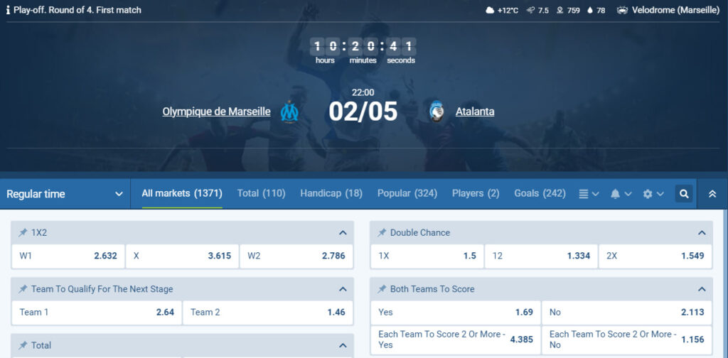 Betting coefficients 1x bet