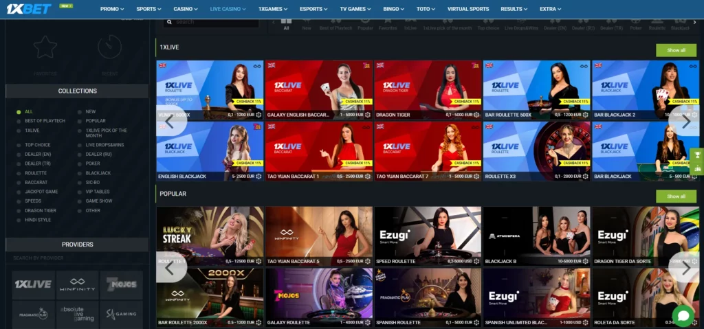 Live-Casino 1XBet Malaysia